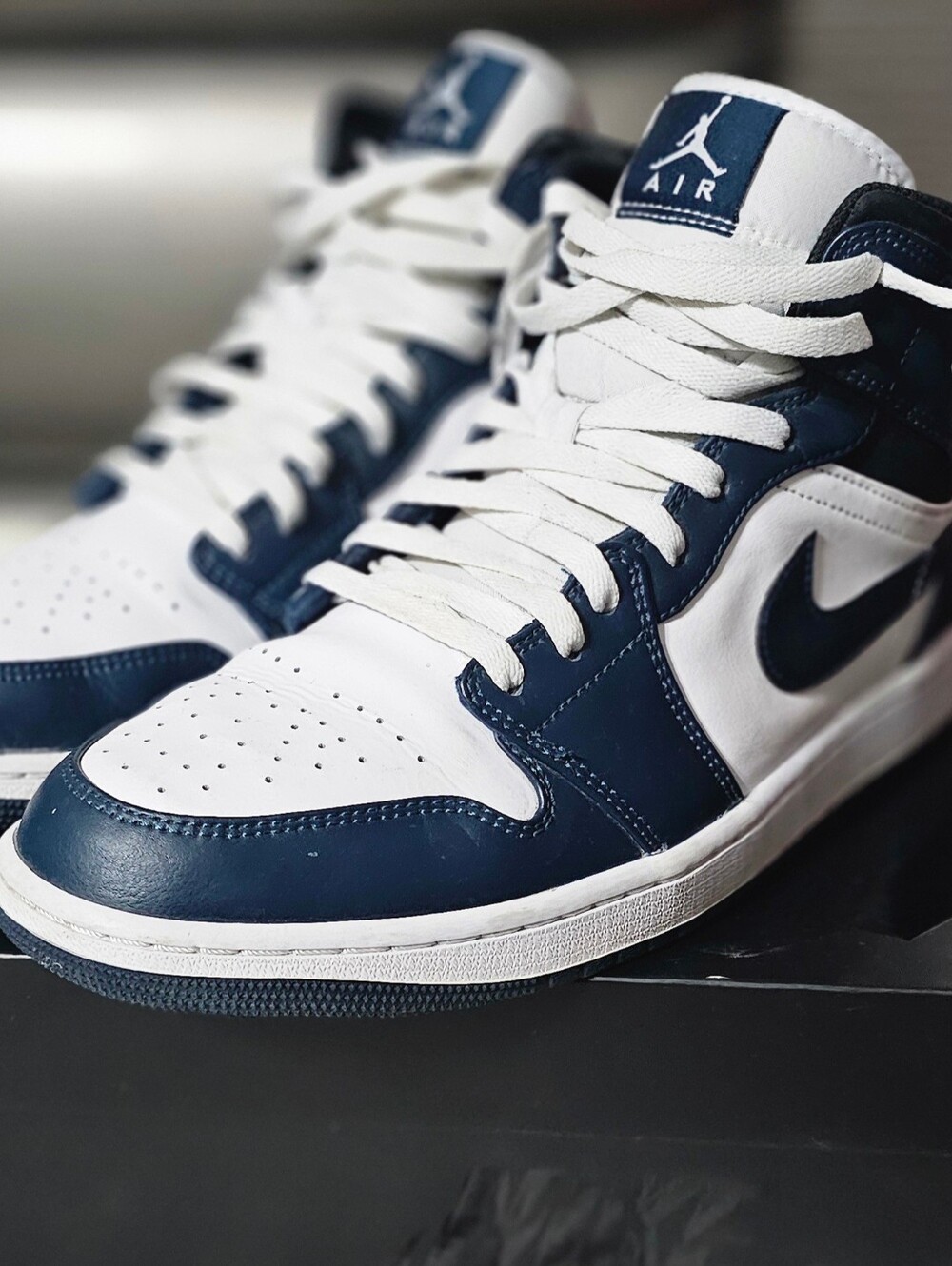 Jordan 1 Mid Size 13 - White / Navy